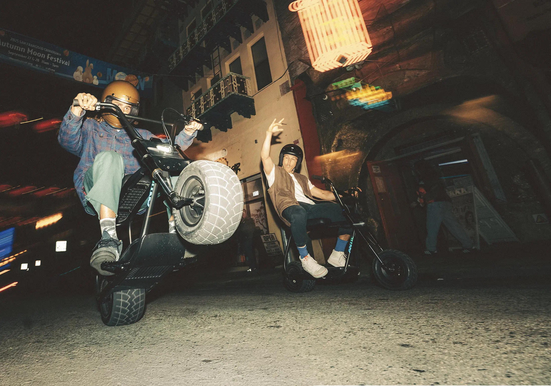 BiikeGo Long Range mini bike ridden through the city